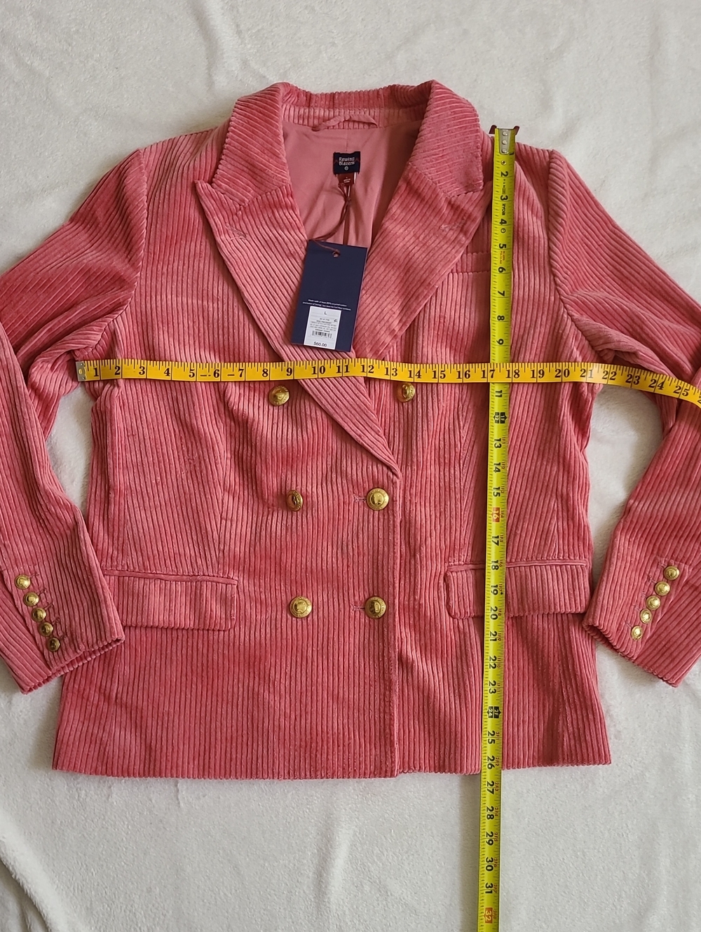 Rowing Blazers NEW Target Rose Pink Corduroy Double Breasted Jacket Large Coat - Picture 4 of 7